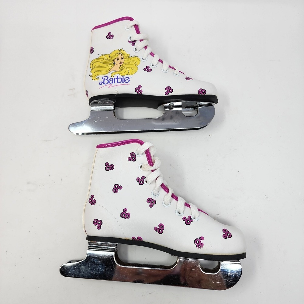 Vtg 1988 Girl's Barbie Brookfield Hyde Mattel Ice Skates Shoes Size 10 J - Picture 3 of 14